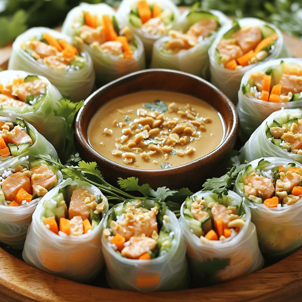 Vietnamese salmon spring rolls are fresh, light, and packed with flavor. They use rice paper wrappers filled with salmon, herbs, and vegetables. This dish offers a fun way to enjoy healthy ingredients rolled into one tasty package.