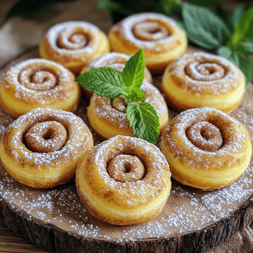 To make buttery cinnamon roll doughnuts, you need simple and tasty ingredients. The key items include 2 ½ cups of all-purpose flour, ½ cup of granulated sugar, and 2 ½ teaspoons of baking powder. You also need 1 teaspoon of baking soda and ½ teaspoon of salt to balance flavors. The dough needs ½ cup of melted unsalted butter for richness. You will mix in 1 cup of buttermilk, 1 large egg, and 1 tablespoon of vanilla extract for moisture and flavor. Lastly, add 1 tablespoon of ground cinnamon and ¾ cup of packed brown sugar for that classic cinnamon roll taste.
