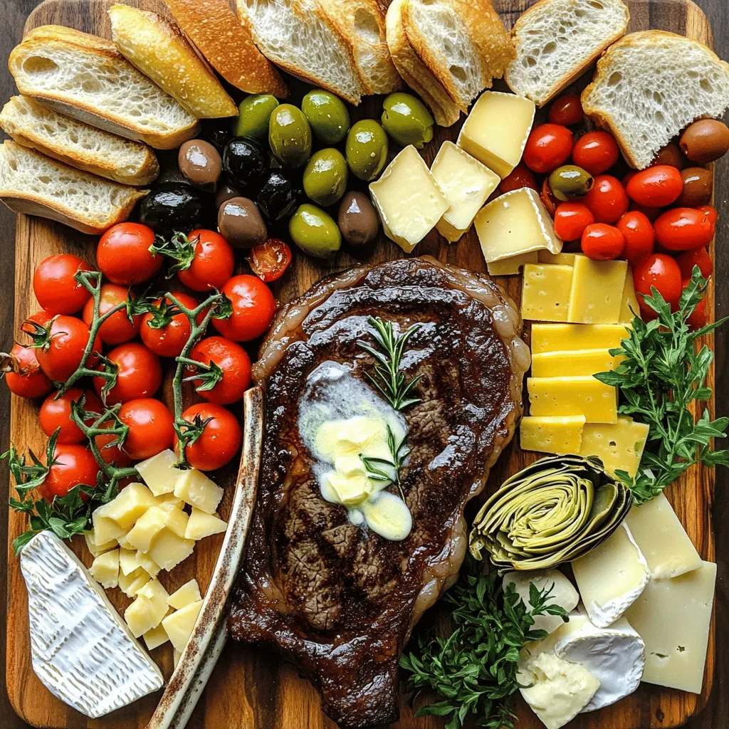 To create a perfect Tomahawk steak board, start with these main ingredients: