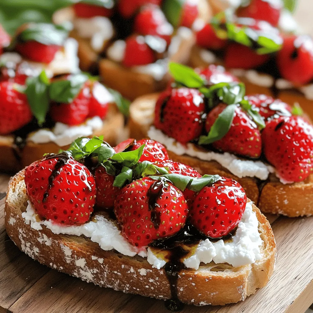 - French baguette - Fresh strawberries - Goat cheese - Balsamic glaze - Honey - Fresh basil - Extra virgin olive oil - Salt and pepper