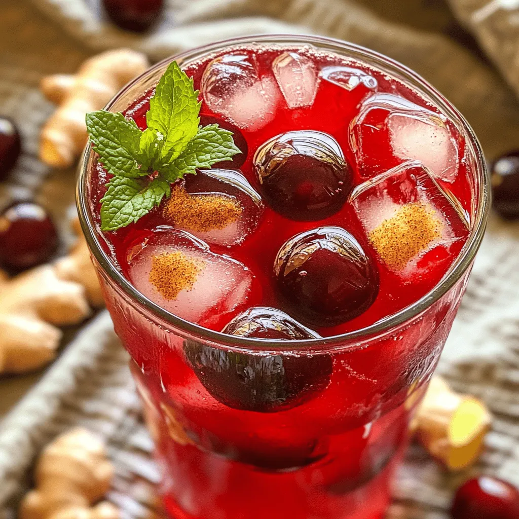 The key ingredients in sweet and spicy cherry ginger iced tea come together to create a delightful drink. First, you need a strong base tea. I recommend using black tea. It gives the drink a rich flavor that pairs well with cherries and ginger.