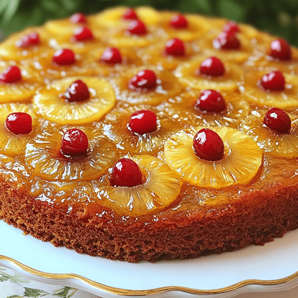 - 1 cup unsalted butter (2 sticks), softened - 1 cup brown sugar, packed - 1 can (20 oz) pineapple slices in juice, drained (reserve juice) - 10 maraschino cherries, stems removed - 2 cups all-purpose flour - 2 teaspoons baking powder - ½ teaspoon salt - 1 cup granulated sugar - 3 large eggs - 1 teaspoon vanilla extract - 1 cup milk (using reserved pineapple juice to replace part of the milk)