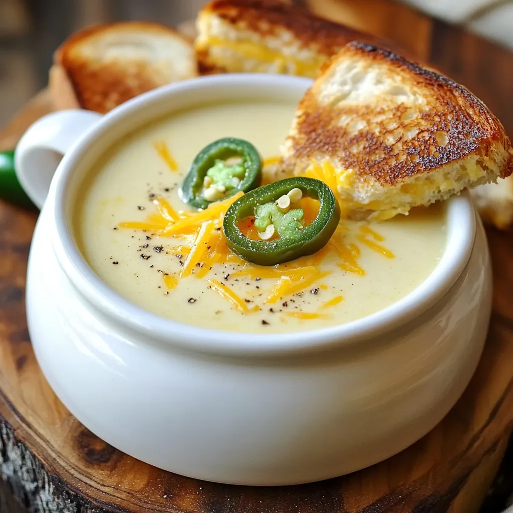 Spicy Jalapeno Popper Soup with Grilled Cheese Delight