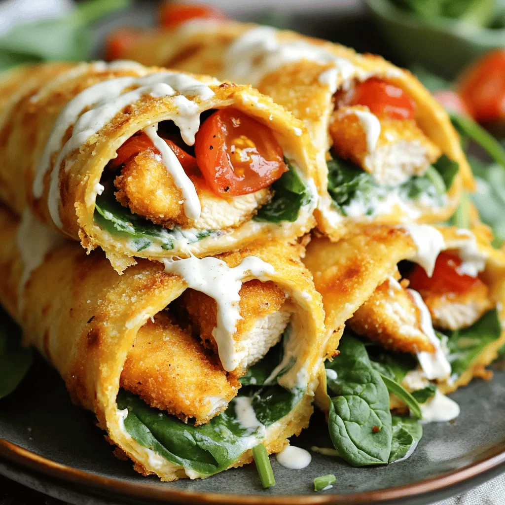 - 2 boneless, skinless chicken breasts - 1 tablespoon olive oil - 4 cloves garlic, minced - 1 teaspoon paprika - 1 teaspoon Italian seasoning - Salt and pepper to taste - 1 cup shredded mozzarella cheese - ½ cup grated Parmesan cheese - 4 large whole wheat tortillas - 1 cup fresh spinach leaves - ½ cup diced tomatoes - ¼ cup ranch dressing (optional)