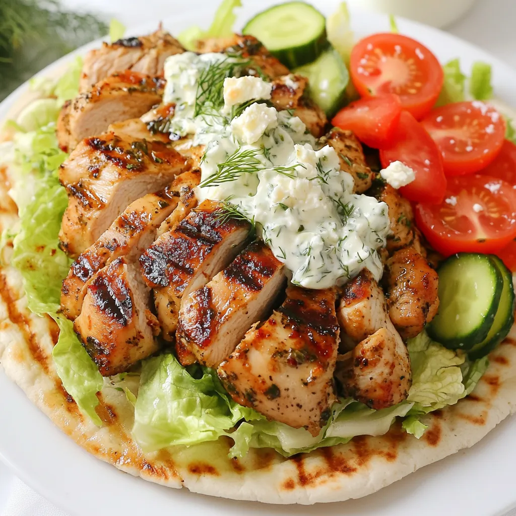 Mediterranean Chicken Gyros with Feta Tzatziki Delight