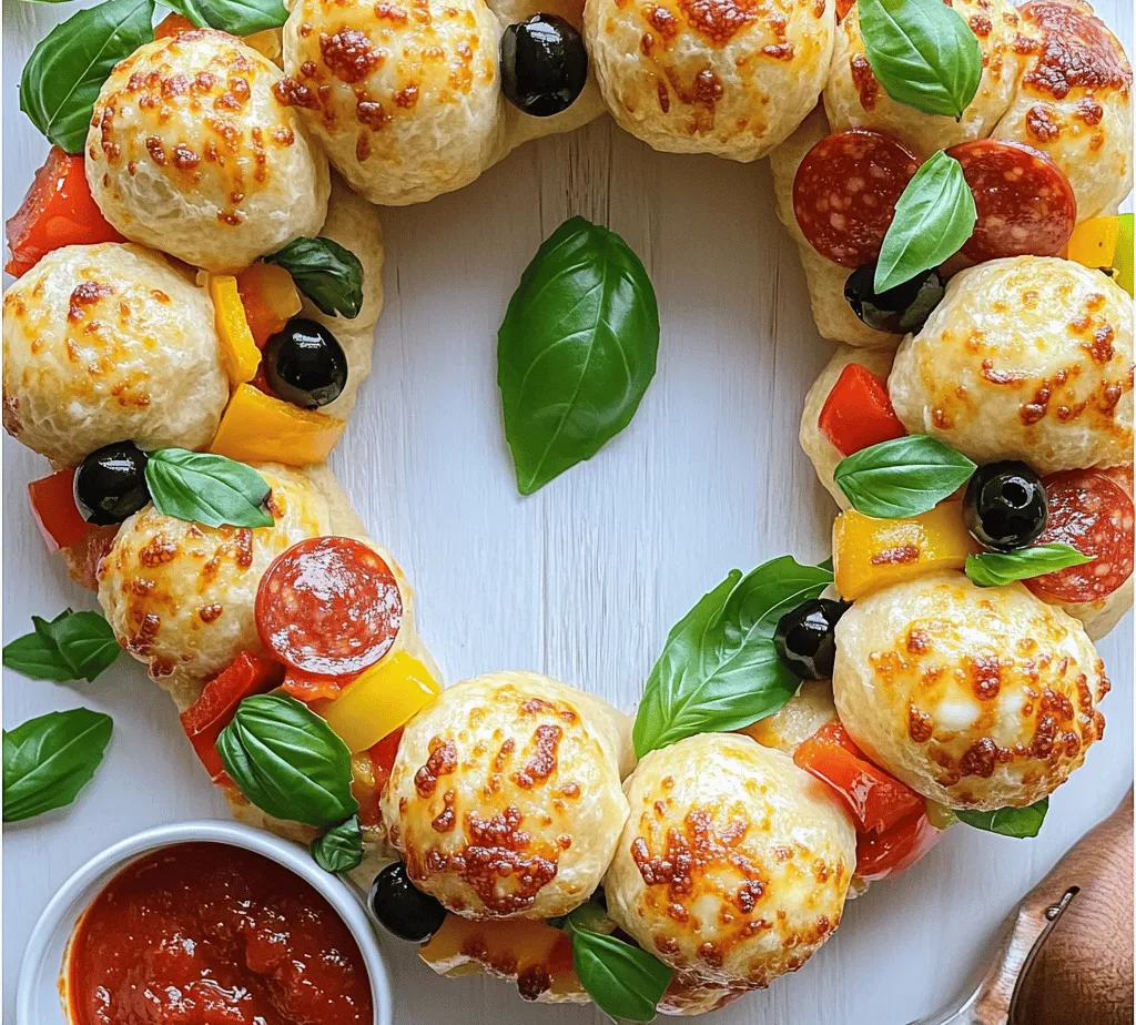 To create a delicious Pizza Bomb Wreath, you