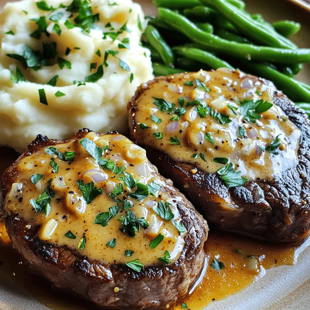 Steak Diane shines with its simple yet rich flavors. The essential ingredients include two boneless beef steaks, about one inch thick. You will also need salt and pepper, two tablespoons of olive oil, and two tablespoons of unsalted butter.
