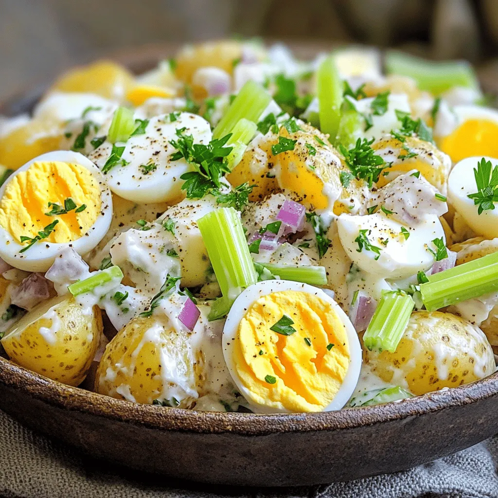 To create a classic potato salad, you need fresh, quality ingredients. The main star is the potato. I recommend using Yukon Gold potatoes. They have a creamy texture and hold their shape well.