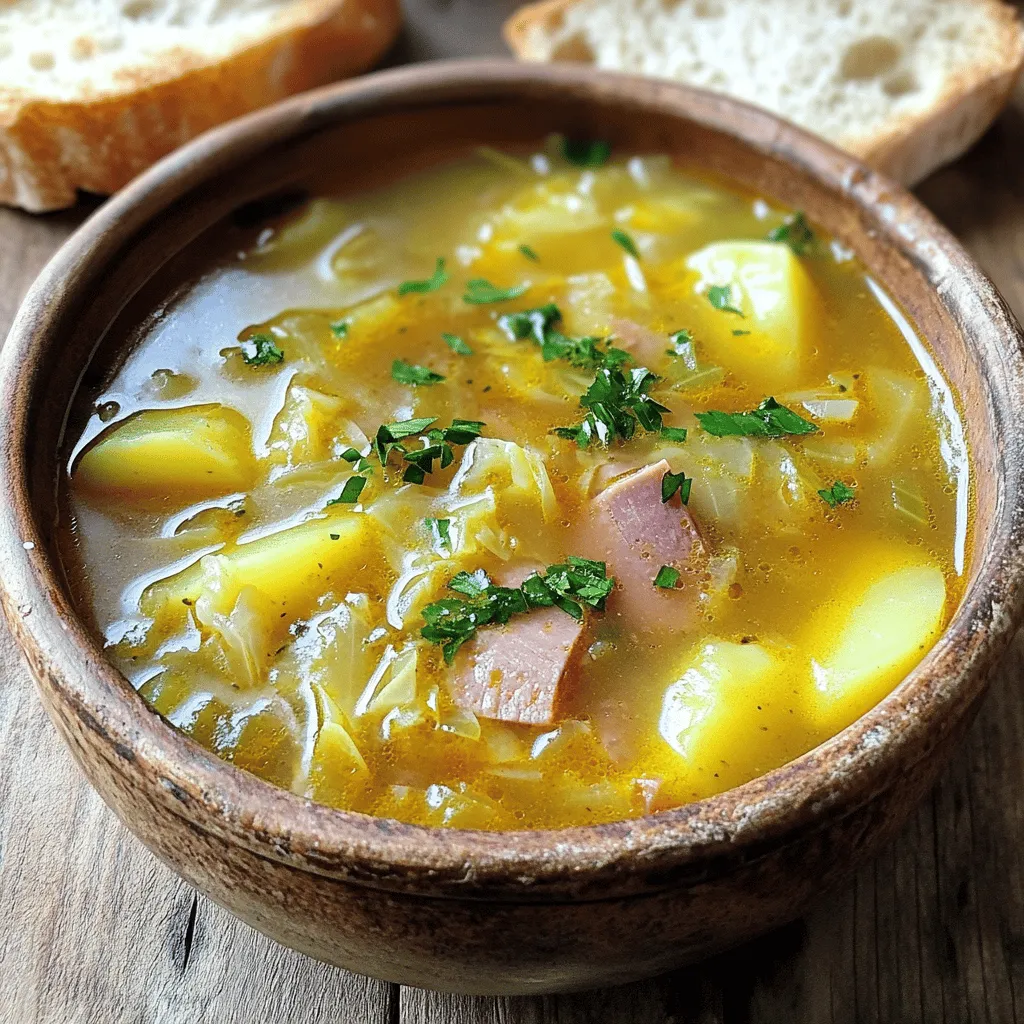 Hearty Ham Bone Soup with Potatoes and Cabbage Delight