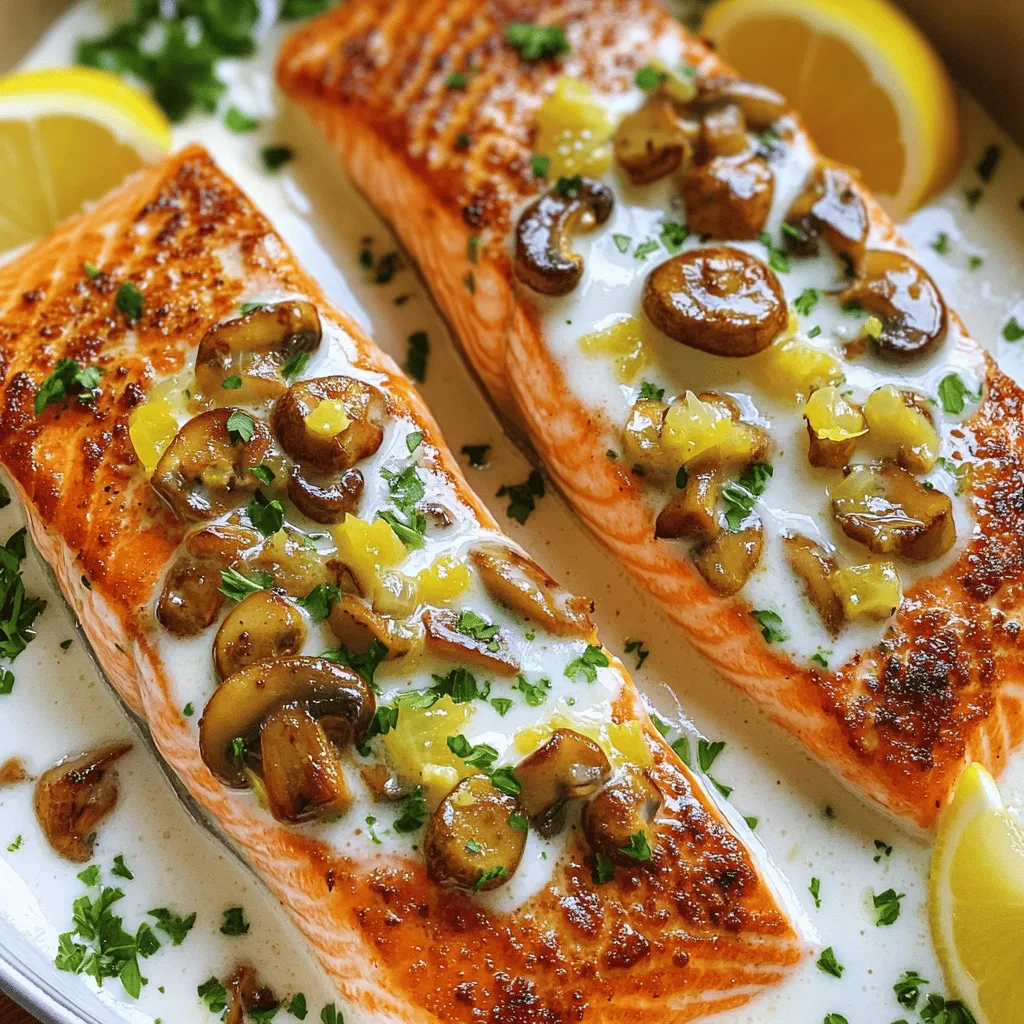 Creamy Garlic Mushroom Salmon Rich and Flavorful Dish