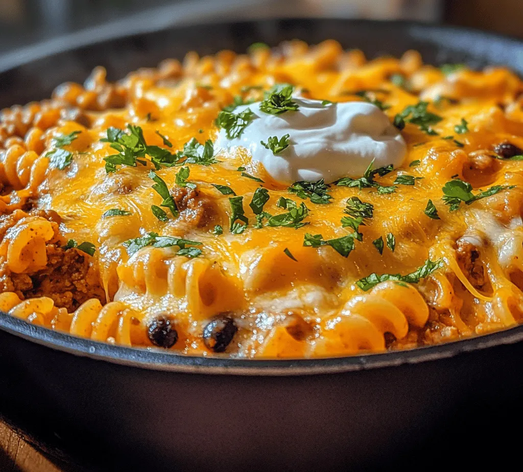 In the fast-paced world of today, busy families are always on the lookout for meals that are not only quick to prepare but also satisfying and flavorful. One-pot meals have surged in popularity due to their convenience, allowing home cooks to whip up delicious dishes with minimal clean-up. Among these crowd-pleasers, the Cheesy Taco Pasta Skillet stands out as a delightful combination of two beloved comfort foods—tacos and pasta. This dish is perfect for those hectic weeknights when you want to serve something hearty without spending hours in the kitchen.