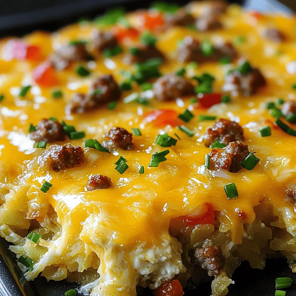 Sausage, Egg, and Cream Cheese Hashbrown Casserole Delight