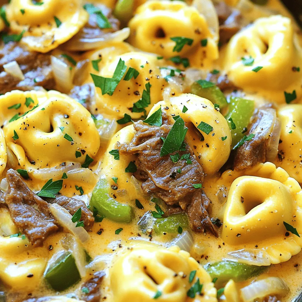 Savory Cheesesteak Tortellini in Creamy Provolone Sauce