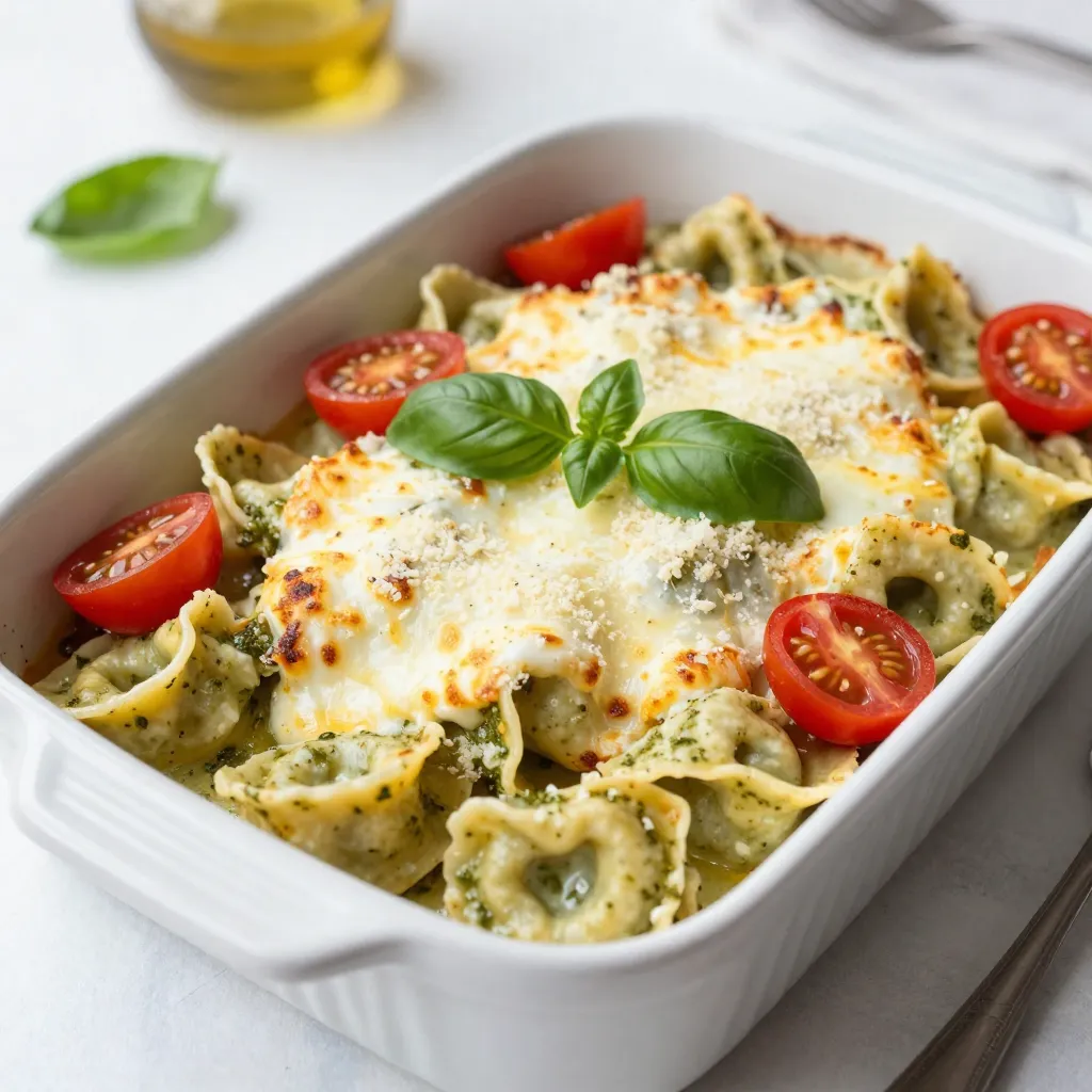 Creamy Pesto Tortellini Bake Delightful and Easy Meal