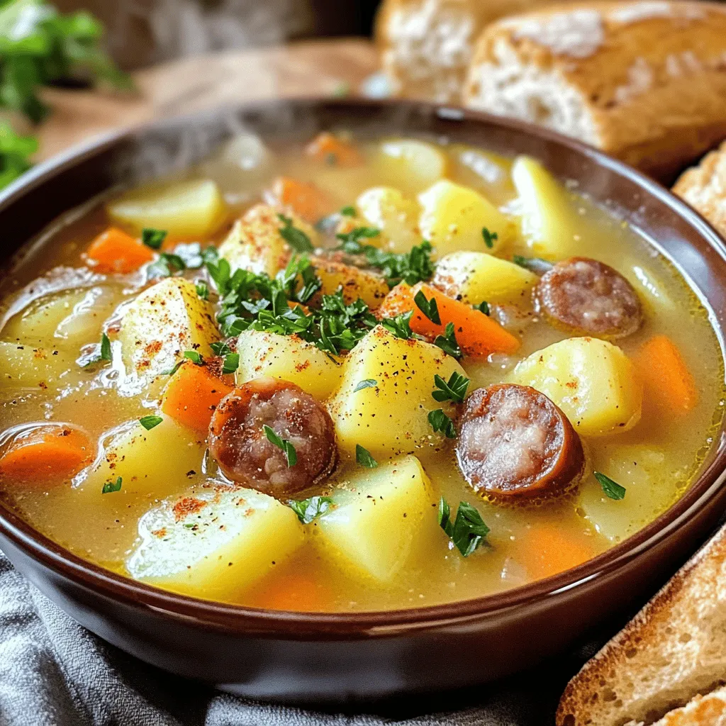 To make a delicious German potato soup, you need a mix of fresh and hearty ingredients. The base of the soup includes potatoes, onions, and garlic, which create a rich flavor. You will also need carrots and celery for added sweetness and crunch. These vegetables are key to the comfort food appeal of this recipe.