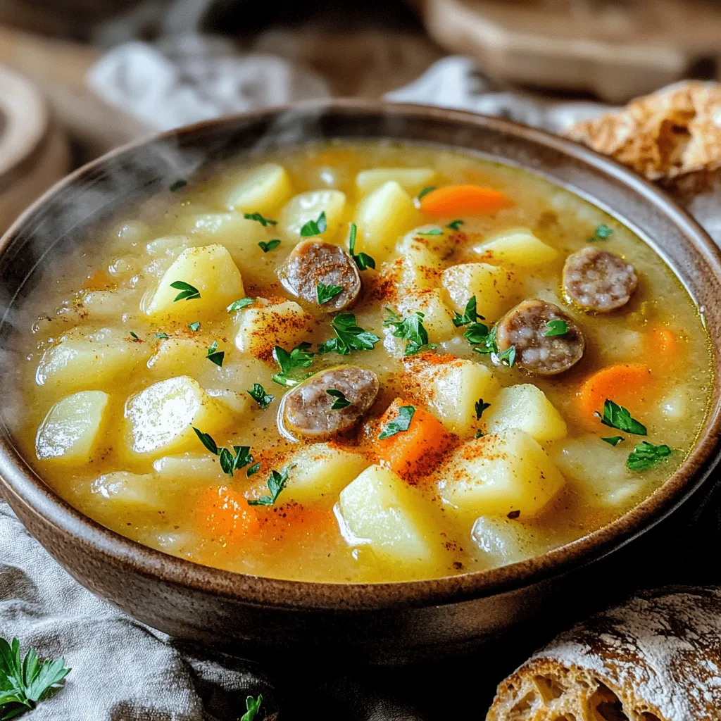 Hearty Slow Cooker German Potato Soup with Sausages