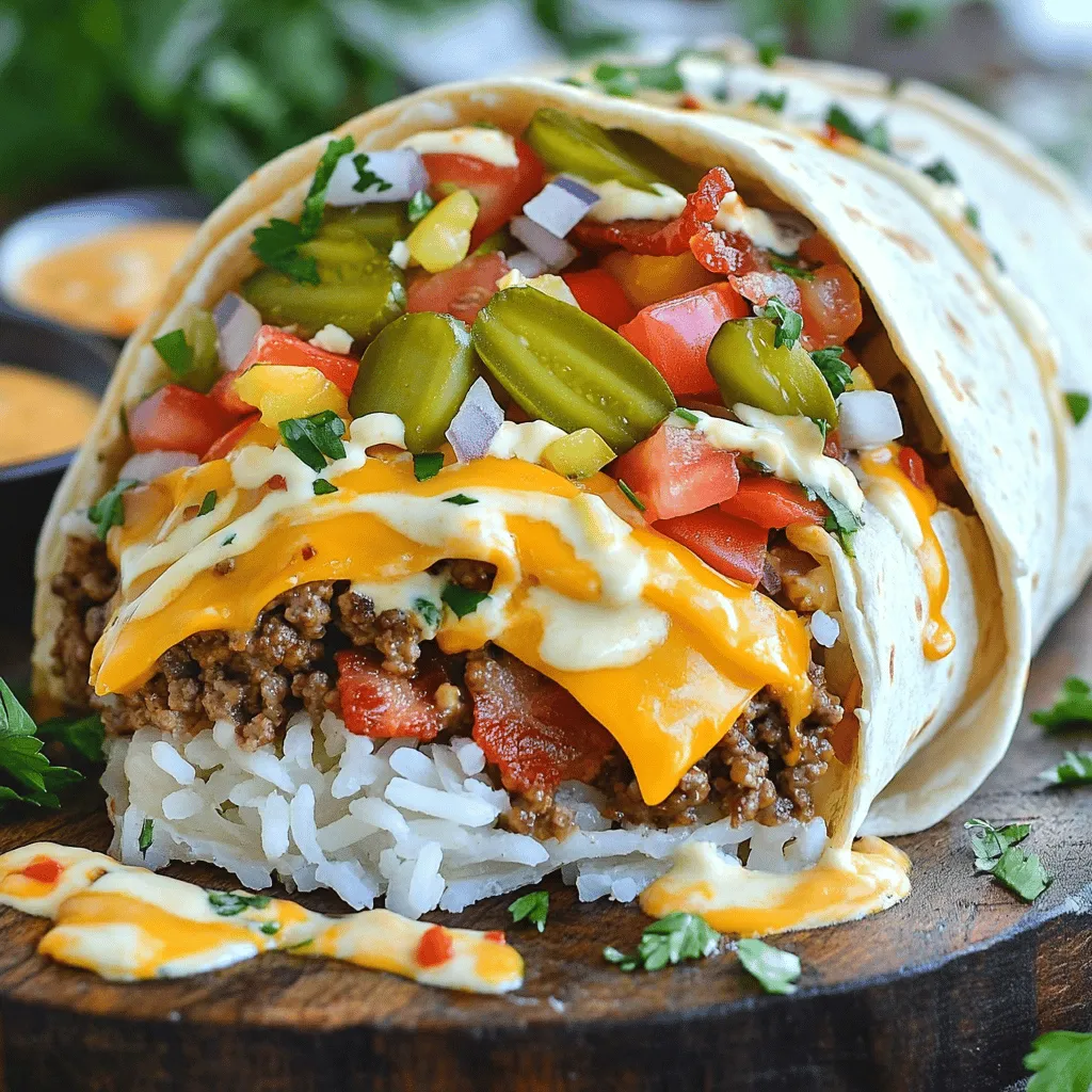 HUGE BACON CHEESEBURGER BURRITO Deliciously Filling Meal