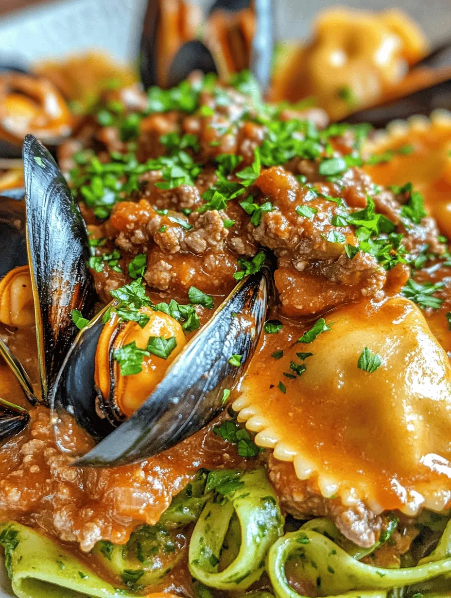 Indulge in a Luxurious Spinach Fettuccine with Lobster Ravioli and Mussels: A Gourmet Recipe