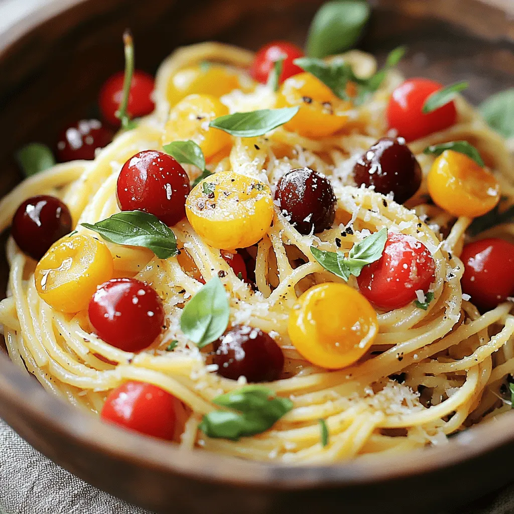 The main ingredients make summer cherry spaghetti shine. You need spaghetti, fresh cherries, and cherry tomatoes. Each element plays a big role in taste and texture.