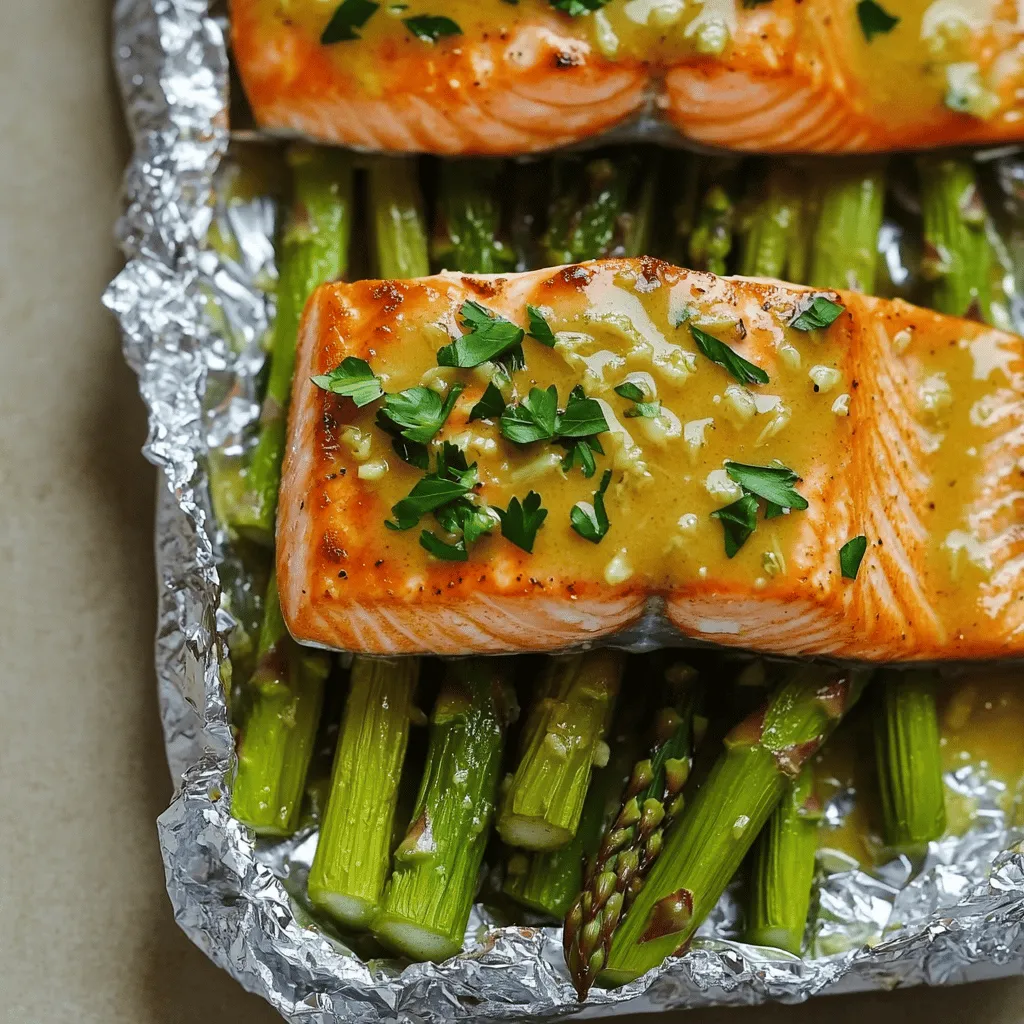 The main stars of this dish are salmon, asparagus, and lemon garlic sauce. Each brings its unique flavor and nutrition to the table.