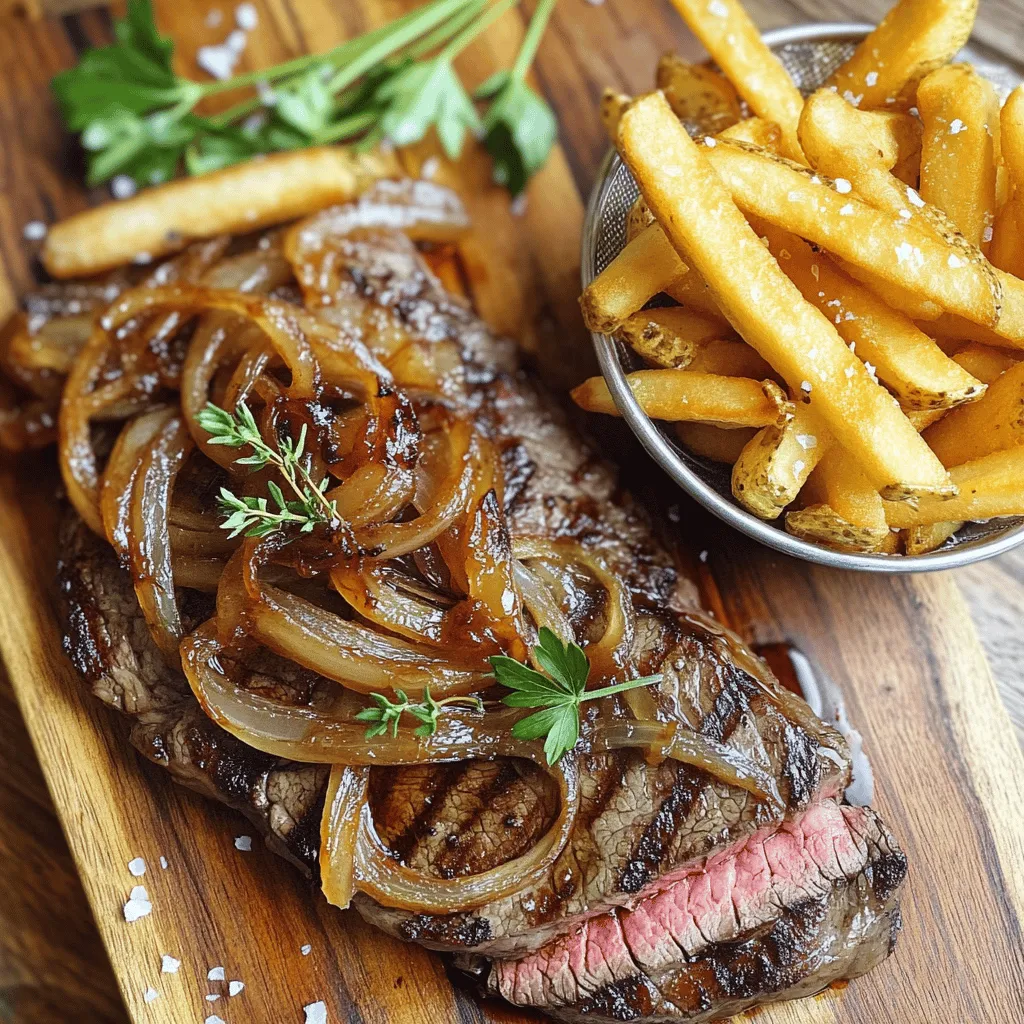 Ribeye Steak with French Onions and French Fries Feast
