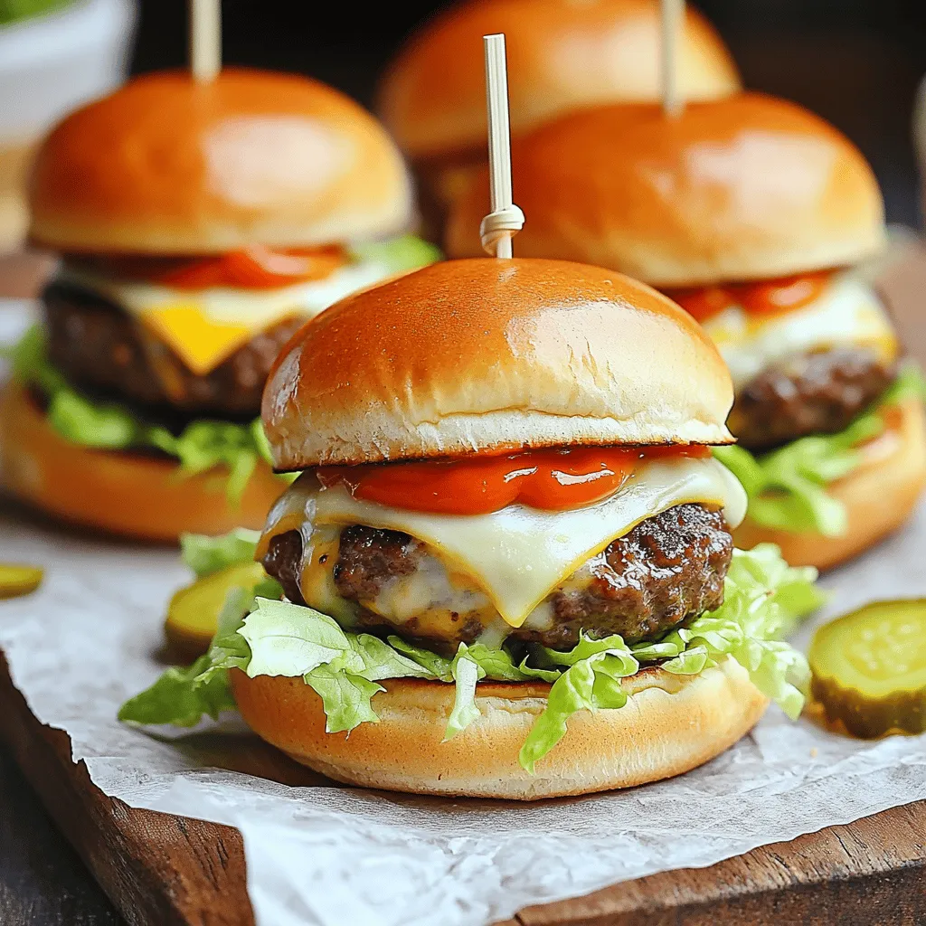 - 1 pound ground beef - 8 small hamburger buns - 8 slices of American cheese