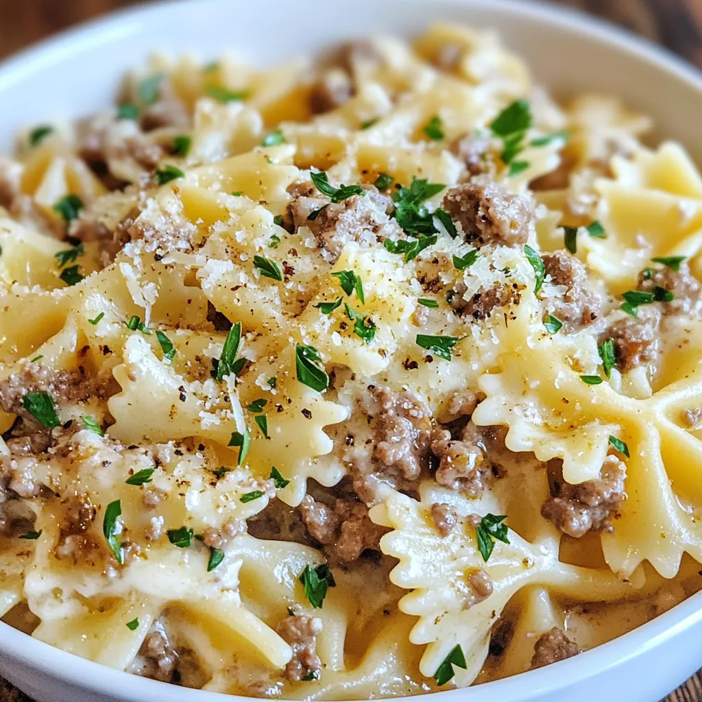 Parmesan Garlic Beef Bowtie Pasta Flavorful Delight