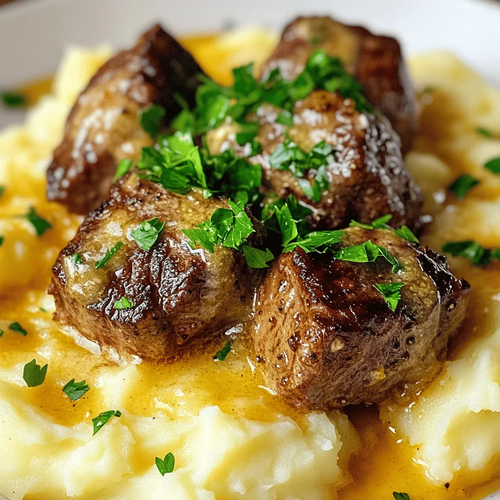 For creamy garlic butter steak bites, you need simple, fresh ingredients. Start with one pound of sirloin steak. Cut it into bite-sized pieces. Season it with salt and pepper to taste. You will also need two tablespoons of olive oil. This will help cook the steak perfectly.