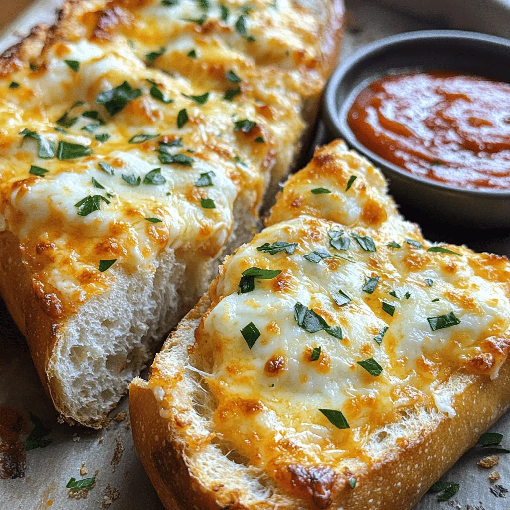 To make cheesy garlic bread, you need a few key ingredients. First, choose your bread. Ciabatta or French bread works great. These breads have a nice texture that holds up well.