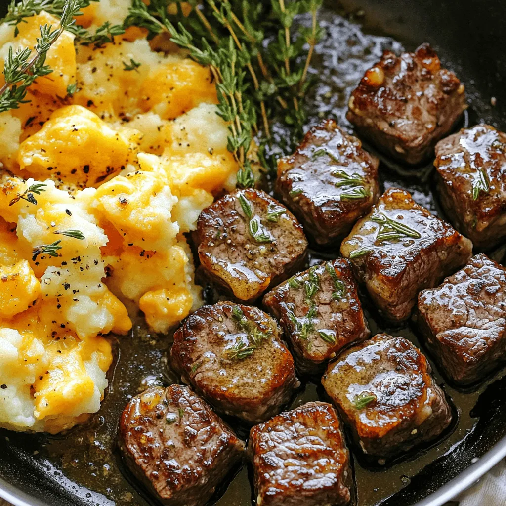 Savory Garlic Butter Steak Bites with Crispy Cheddar Potatoes