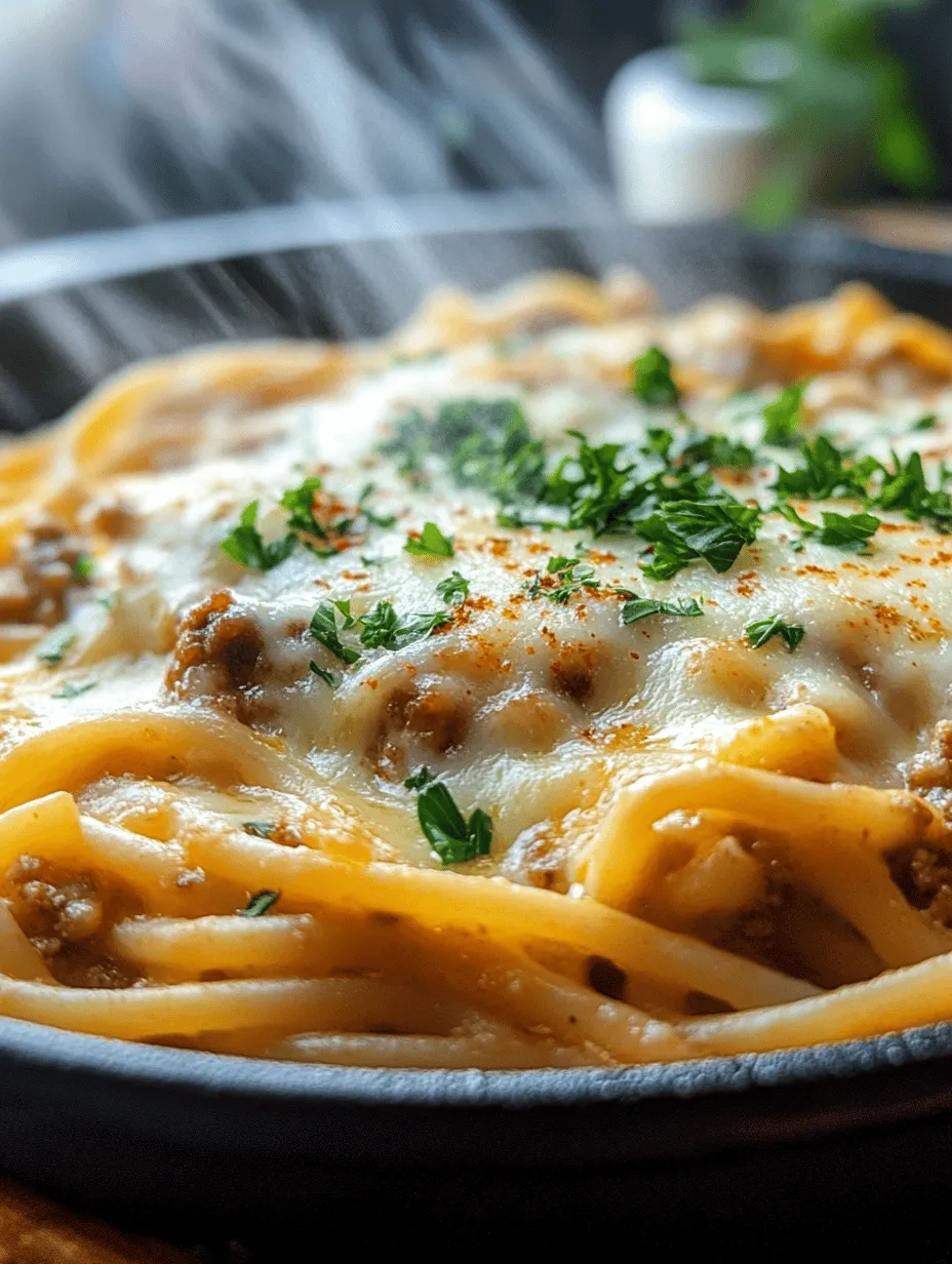 Cheesy Garlic Butter Linguine Pasta with Savory Ground Beef
