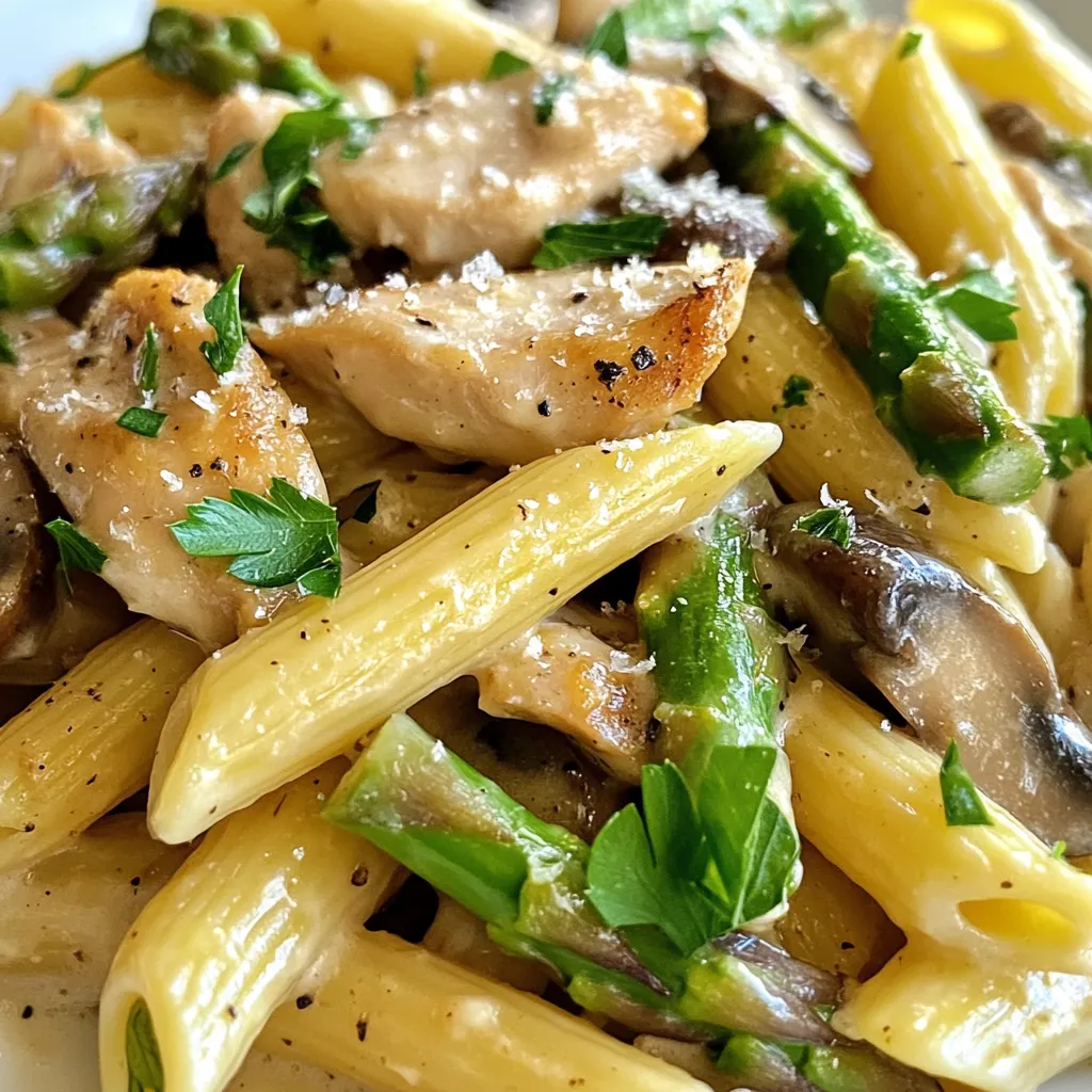Mushroom Asparagus Chicken Penne Flavorful Dinner Dish
