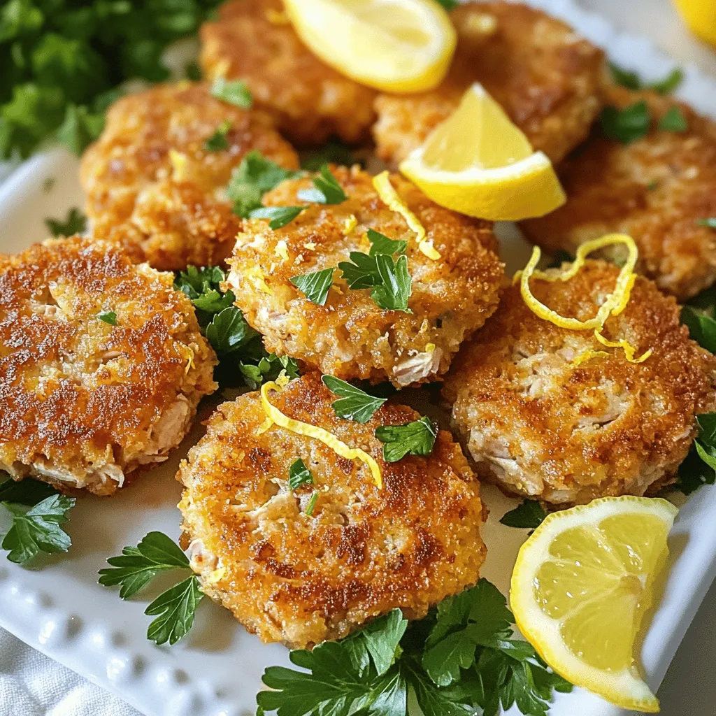 To make lemon garlic tuna cakes, gather your ingredients first. You need two cans of tuna, breadcrumbs, mayonnaise, Dijon mustard, an egg, lemon juice, lemon zest, minced garlic, parsley, onion powder, salt, and pepper. These simple items create a tasty dish that anyone can enjoy.