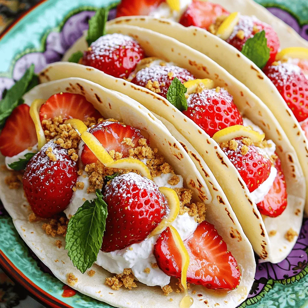 To make Strawberry Cheesecake Tacos, gather these fresh and simple ingredients:
