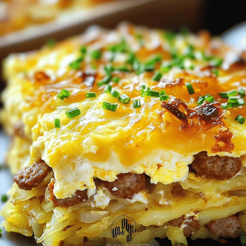 Sausage, Egg, Cream Cheese Hash Brown Casserole Delight