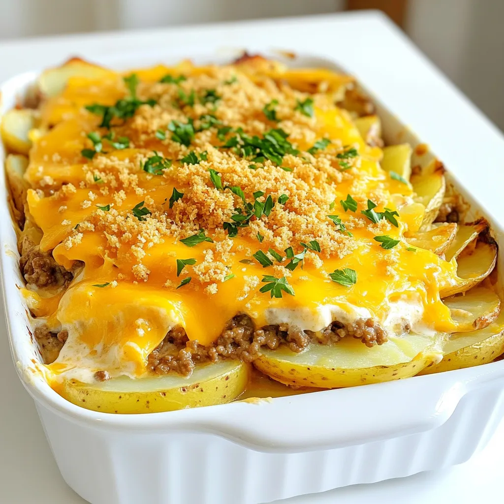Cheesy Hamburger Potato Casserole Easy Comfort Recipe