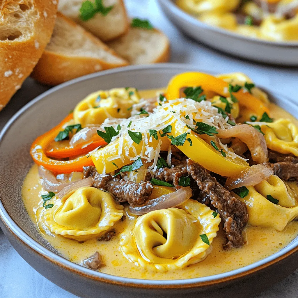 Savory Cheesesteak Tortellini in Creamy Provolone Sauce