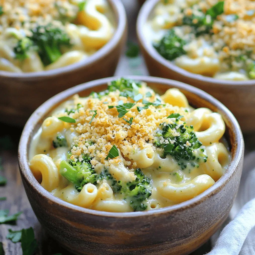 - 2 cups elbow macaroni - 2 cups fresh broccoli florets - 2 cups shredded sharp cheddar cheese - ½ cup grated Parmesan cheese