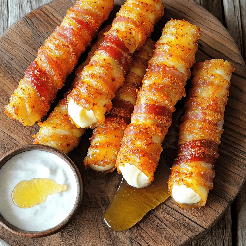 To make Nashville hot bacon-wrapped mozzarella sticks, you need a few key items. First, gather 12 mozzarella sticks and 12 slices of thick-cut bacon. These two ingredients are the heart of the dish. You