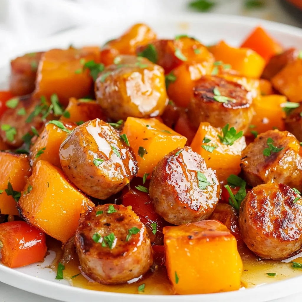 Sausage and Sweet Potatoes with Honey Garlic Delight