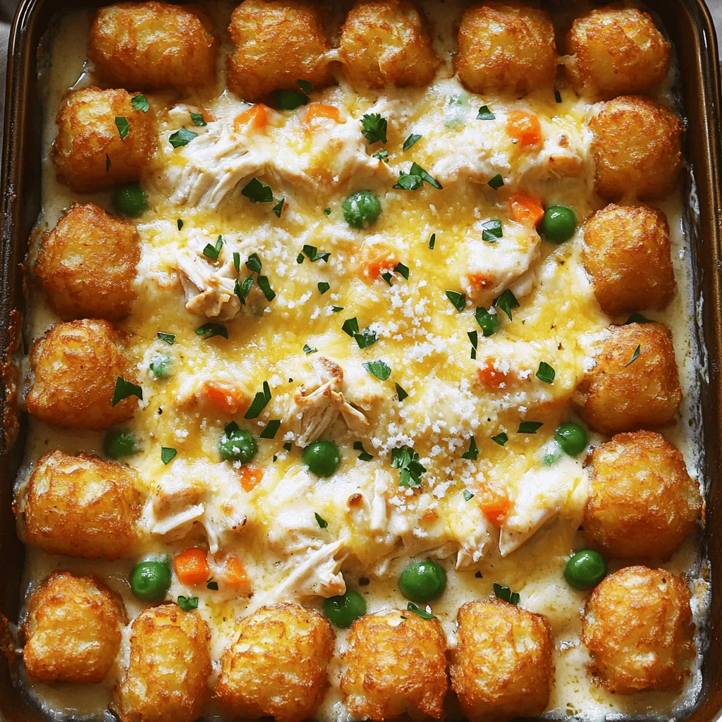 Savory Creamy Chicken Alfredo Tater Tot Casserole Delight