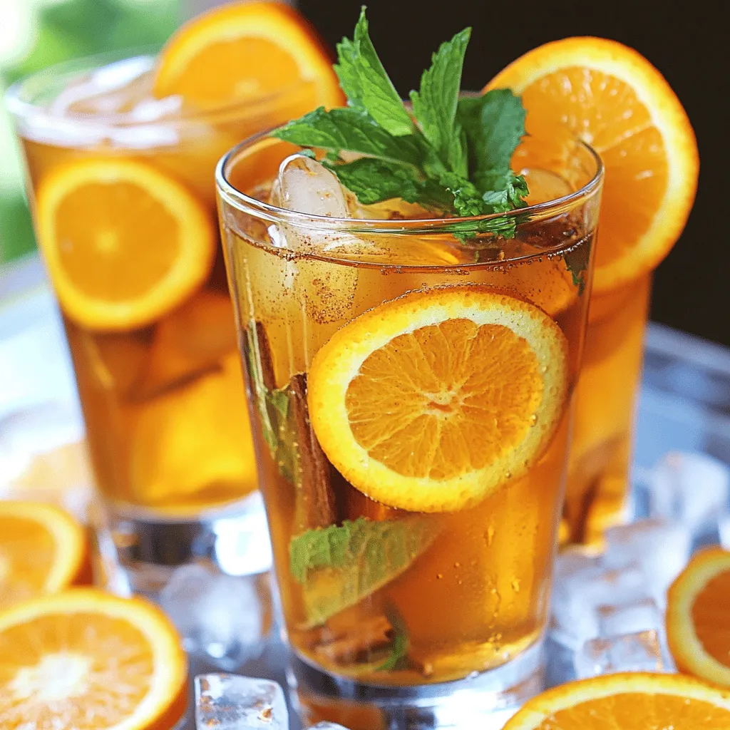To make an easy iced tea recipe, you need just a few simple ingredients. The main items are black tea, orange, and cinnamon.