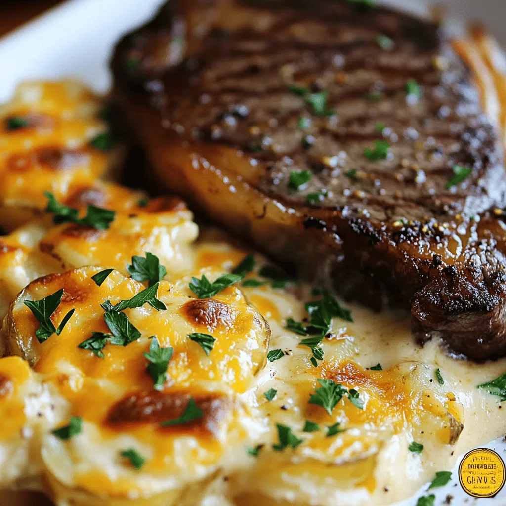Ribeye Steak with Cheesy Scalloped Potatoes Delight