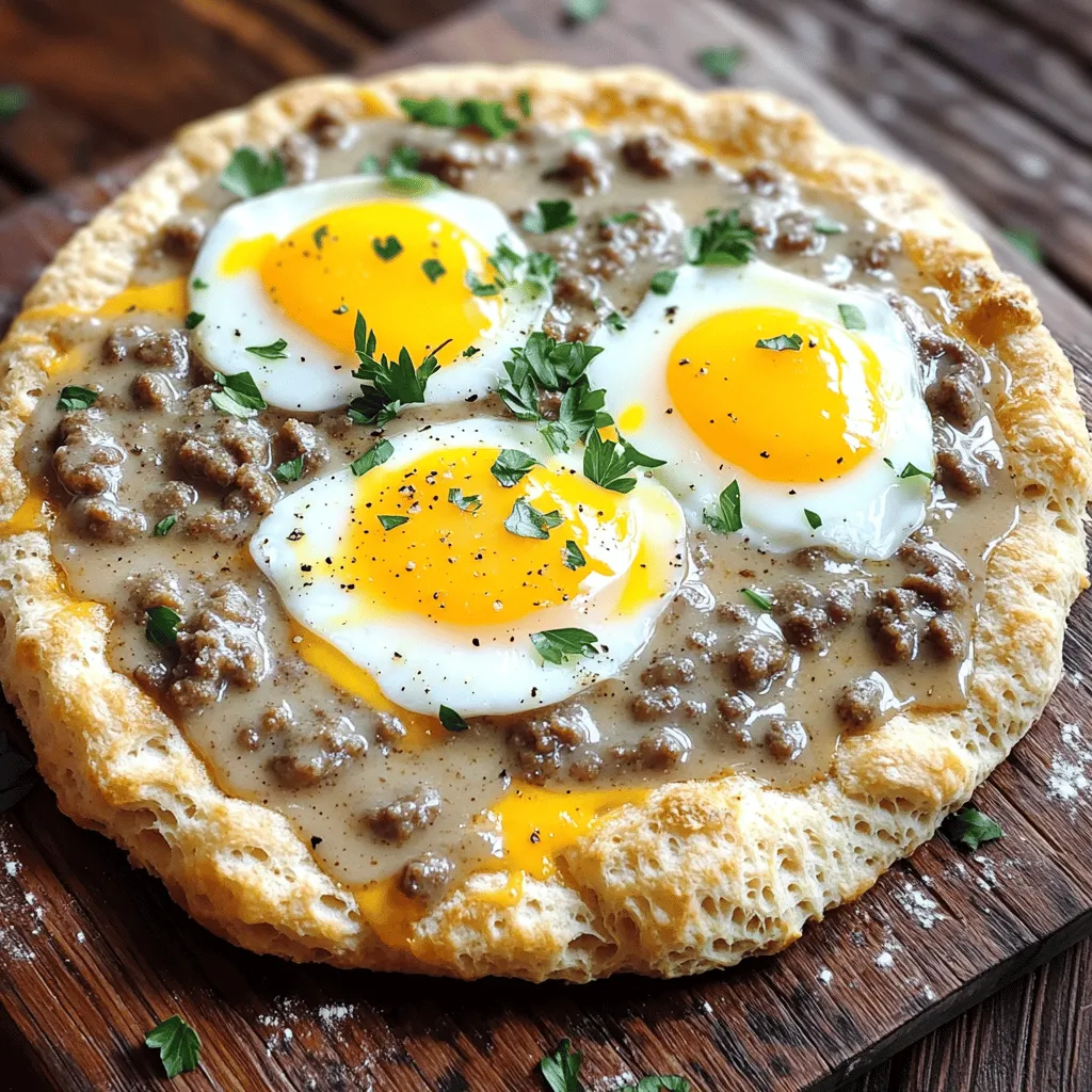 Savory Biscuits and Sausage Gravy Breakfast Pizza