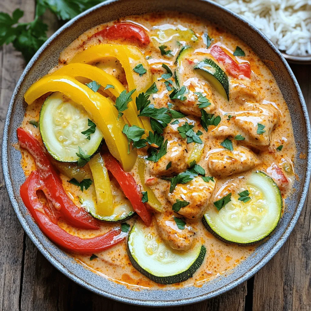 Cremiges Paprika-Zucchini-Hähnchen Savory Delight