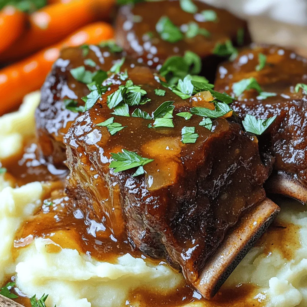 For a great dish, you need the right ingredients. The main star here is beef short ribs. Choose bone-in ribs for rich flavor. You will also need olive oil, onion, carrots, and celery. These veggies add sweetness and depth. Garlic brings a nice aroma and taste.