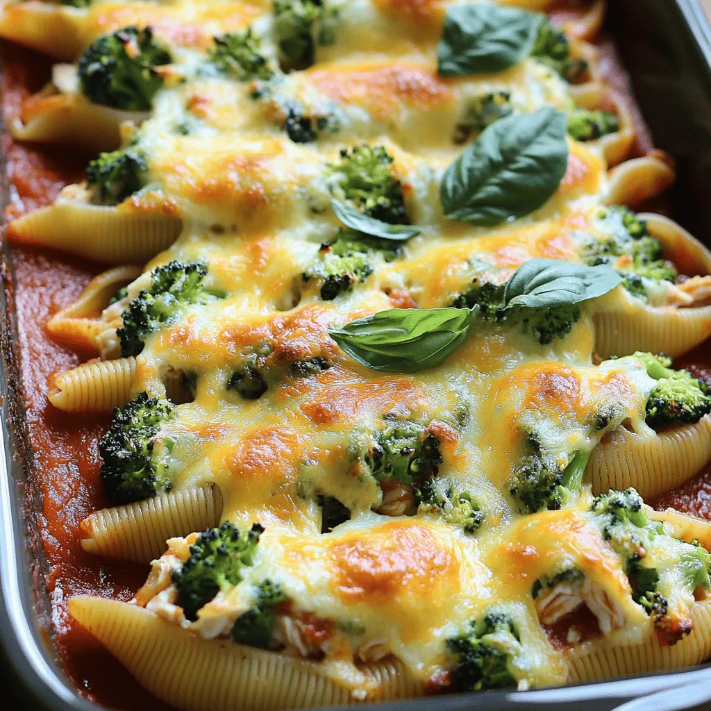 Cheesy Chicken &#038; Broccoli Stuffed Shells Delight