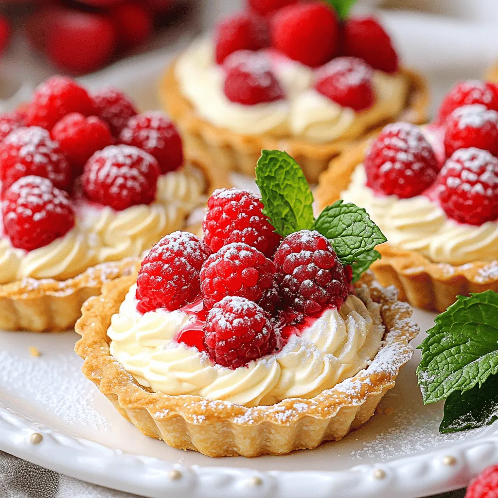 Vanilla Cream Tarts with Fresh Raspberries Delight