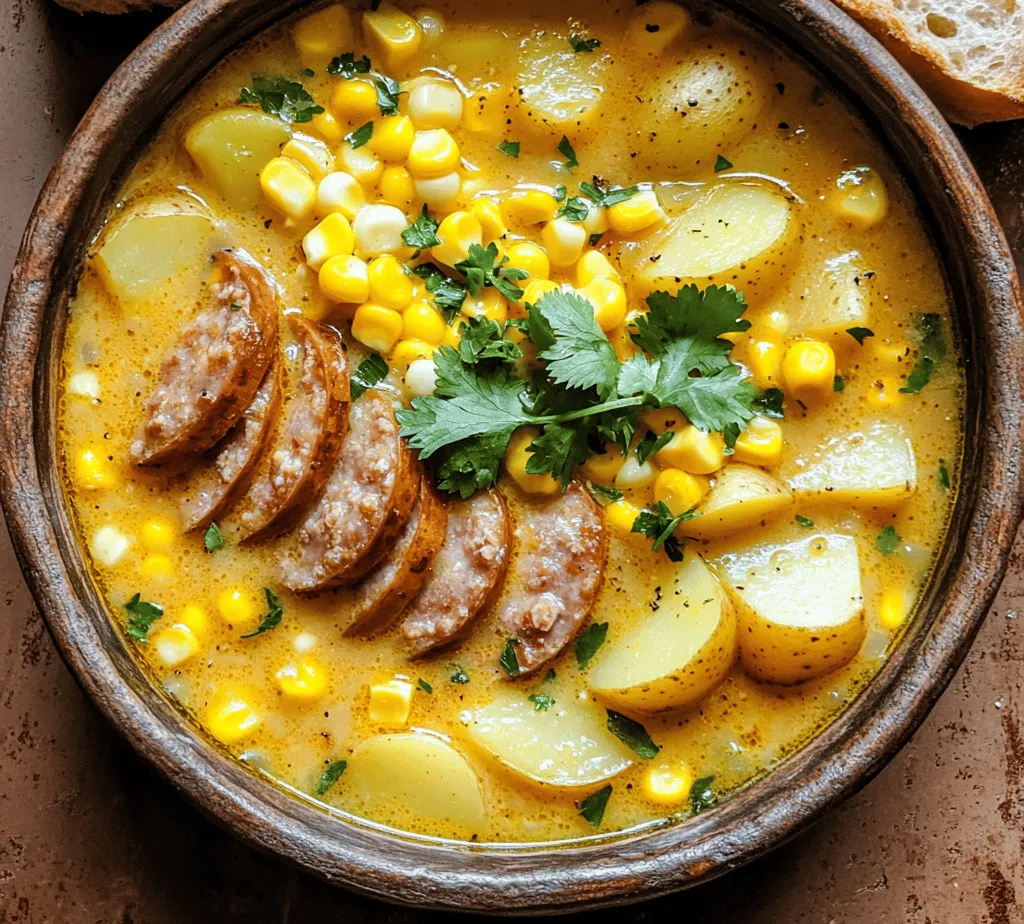 Andouille Corn Chowder is a delightful and hearty dish that brings comfort and warmth to any table. This chowder is a perfect blend of flavors, merging the smoky, spicy notes of Andouille sausage with the natural sweetness of fresh corn. It
