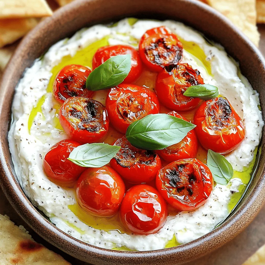 To make a delicious feta dip, you need just a few simple ingredients. The main star is feta cheese, which adds a creamy and tangy flavor. You will also need fresh cherry tomatoes. Roasting these tomatoes brings out their sweetness. Olive oil is essential for drizzling on the tomatoes before roasting. Balsamic vinegar adds a bit of tang, while garlic gives it a nice kick. Dried oregano gives an herbal note, and salt and pepper round out the taste. Fresh basil leaves make a lovely garnish.
